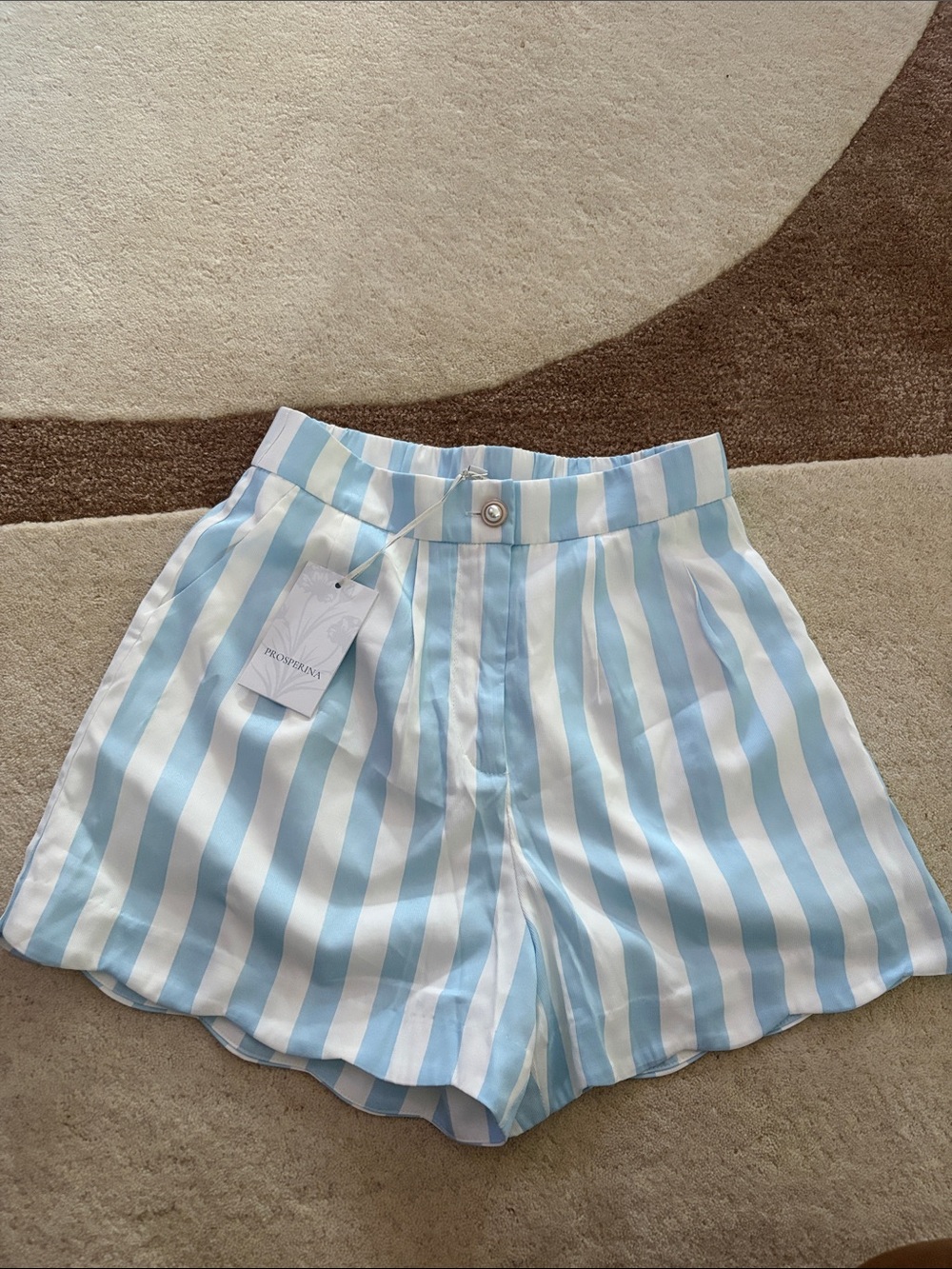 High-Waist Blue & White Striped Women's Shorts